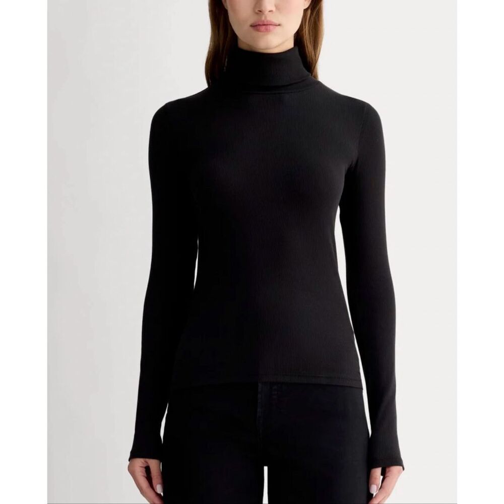 Everlane The Luxe Rib Turtleneck | Black in Medium